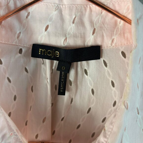 Maje Women Broderie Anglaise Shirt Pink Size Xs/Small - Picture 8 of 12